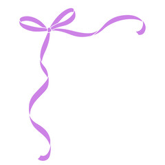 Curly ribbon with bow. Beautiful decorative elegant tape.