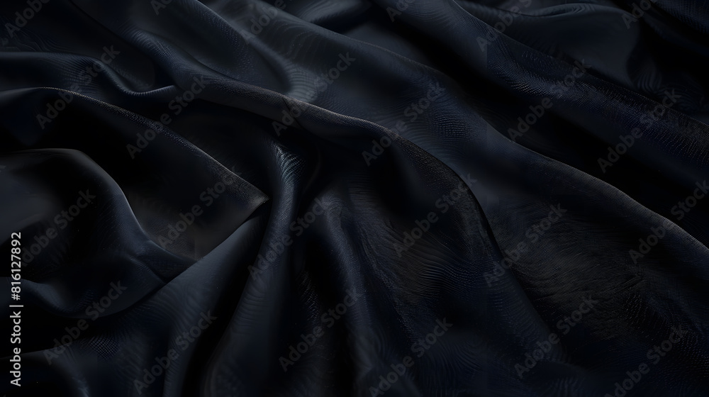 Leinwandbilder dark background black fabric texture with empty space : generative ai