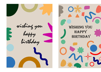 Happy Birthday Greeting Card Layout. Vector illustratin.