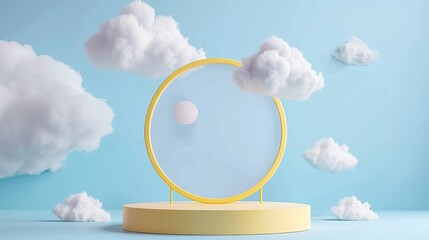 This conceptual scene with a ring, sphere, and clouds could be a best seller for abstract backgrounds and wallpapers