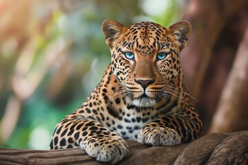 Fototapeta premium A close-up portrait of a leopard