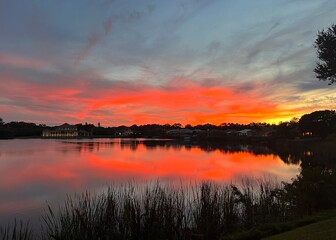 Florida lake sunset