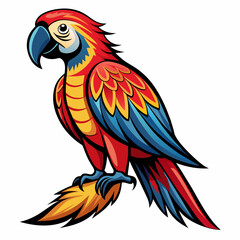 a-macaw--woodcut-style--white-background