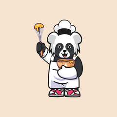 Panda chef logo design, vector logo design, illustration 