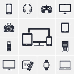 Set of Modern Digital devices icons