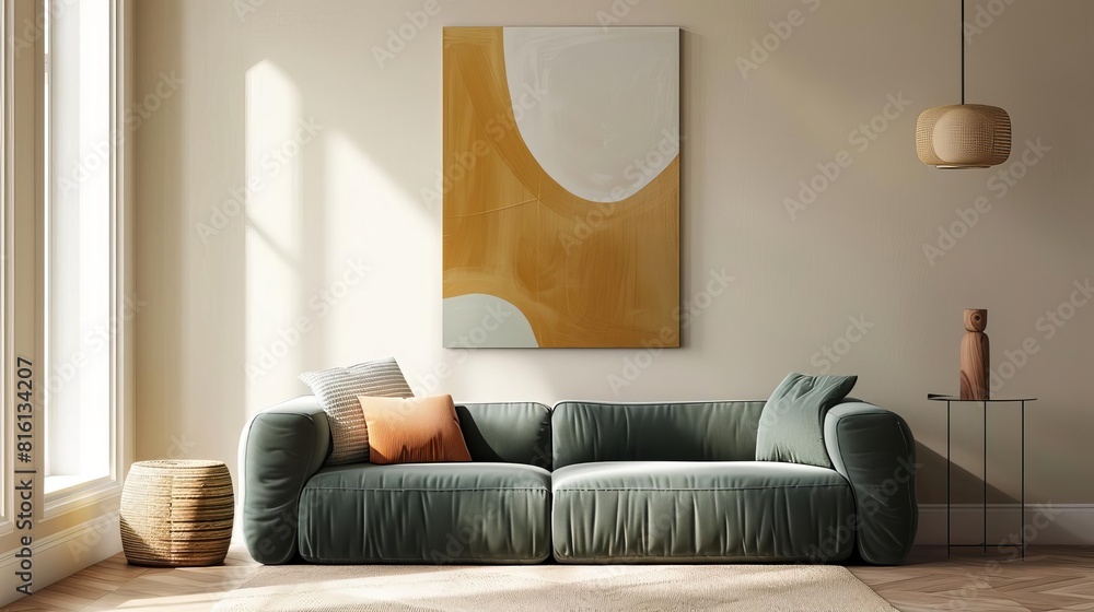 Poster minimalist abstract canvas with clean lines and calming colors modern art