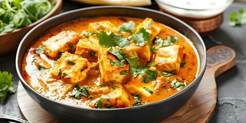 Shahi Paneer: A Popular Indian Cottage Cheese Curry Served at Weddings. Concept Indian Cuisine, Wedding Food, Vegetarian Dish, Rich Creamy Sauce, Paneer Recipe
