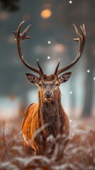 Fototapeta premium Noble deer male in the fall created by ai