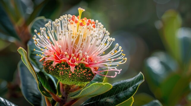 Close up view of an exotic feijoa flower