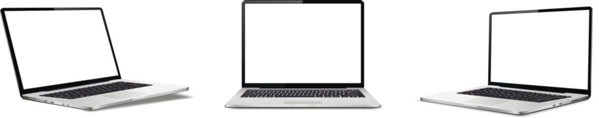 Modern laptop mockup, isolated on white background. Vector illustration