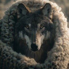 Foto eines Wolfes in einem Schafpelz
