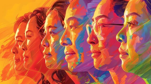 portrait banner celebrating asian american and pacific islander heritage month diverse aapi women and men digital art