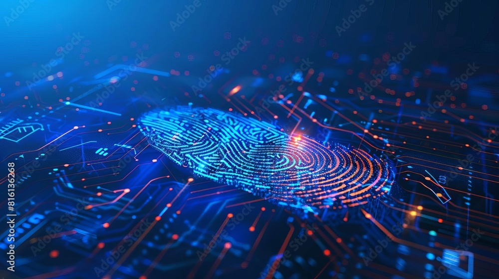 Aufkleber secure online login with 2fa fingerprint authentication futuristic erp banner digital illustration