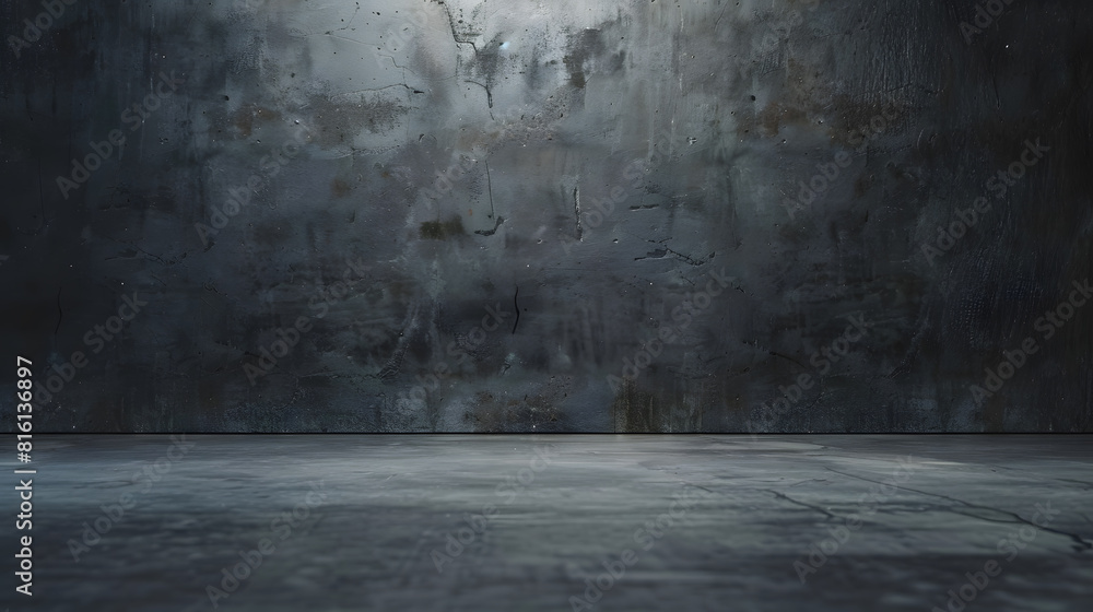Poster wide dark concrete studio room background with low lighting for product display or mock up design em