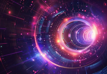 Obraz premium Future digital technology metaverse concept, vibrant backdrop. Vector EPS10 illustration.