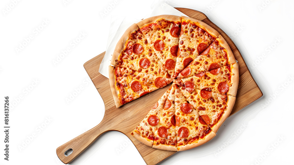 Aufkleber empty pizza board and napkins top view isolated on white : generative ai