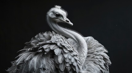 A detailed photograph of an elegant white ostrich