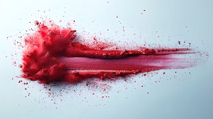 A red powdery substance is scattered across a white background