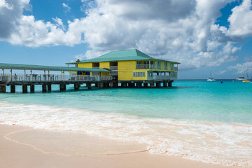 Pebbles Beach, beautiful Caribbean beach in Bridgetown, Barbados.