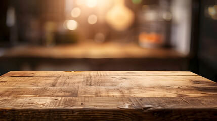 Wooden board empty table background kitchen background : Generative AI