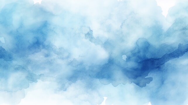 Soft blue hues mix and merge like cloudy skies in this tranquil watercolor abstract background - Powered by Adobe