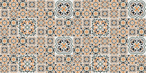 Seamless ceramic tile with colorful patchwork. Vintage multicolor pattern in turkish style. Endless pattern can be used for ceramic tile, wallpaper, linoleum, textile, web page background.