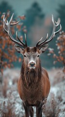 Noble deer male in the fall created by ai