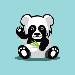 Panda sitting logo design, vector logo design, illustration 