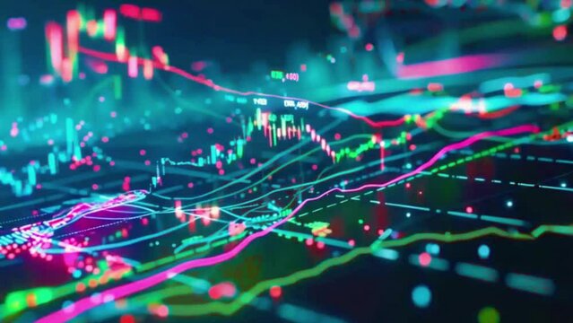 Interactive price charts showing historical data of various stocks, with options to adjust time frames and compare multiple stocks, 4K stock market graph Background High-Quality Animation Video