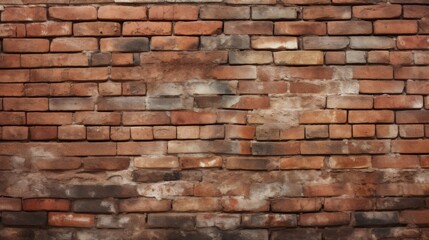 Obraz premium A vintage-looking wall with weathered red bricks and texture variance provides an excellent textured background