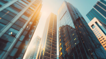 Fototapeta premium Cityscape office buildings with modern corporate architecture business and success concept : Generative AI