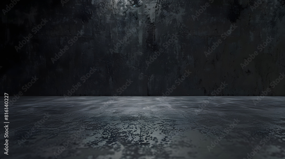 Poster cement floor and black wall backgrounds empty room interior use for display products : generative ai