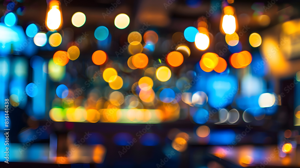 Poster abstract blur and defocused night bar and restaurant for background : generative ai
