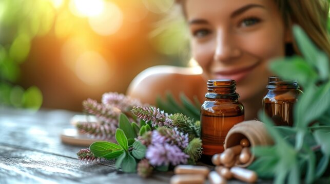 Natural remedies: herbal therapy, medicines, drugs, tincture, infusion, homeopathy for holistic health and wellness solutions in alternative medicine practices.