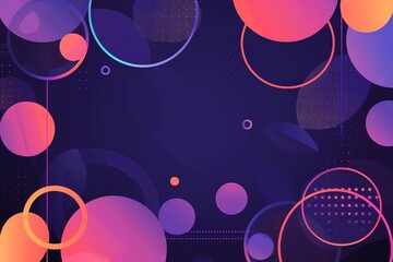 abstract background with flat shapes and circles in purple