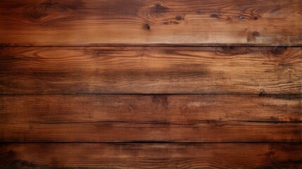 Fototapeta premium A warm rustically appealing image of horizontal wooden planks with a dynamic range of brown tones and pronounced wood knots suitable for backdrop uses