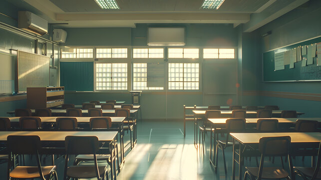 Empty classroom that gives a ominous feel : Generative AI