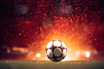 Naklejka premium generated illustration of soccer ball against a bokeh background