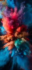 A visually striking image of an explosive cloud of colorful dust, serving as an excellent abstract wallpaper or background for a potential best-seller