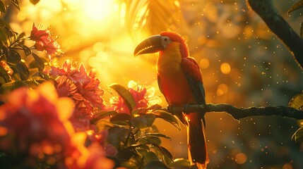 Obraz premium Portrait of a tropical toucan bird of exotic tropical birds.