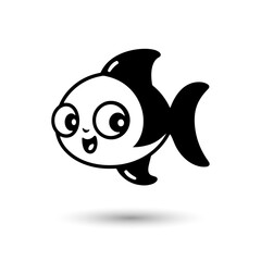 cute cartoon fish with eyes and mouth vector
