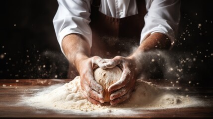 A narrative of a baker's hands kneading dough with precision and mastery, bringing life to the culinary art of baking