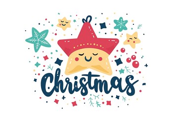 Vector Christmas lettering "Merry Christmas" on a white background