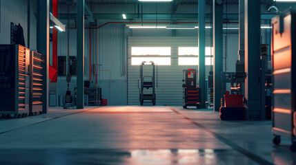 Empty workshop with a lift in a car repair station : Generative AI
