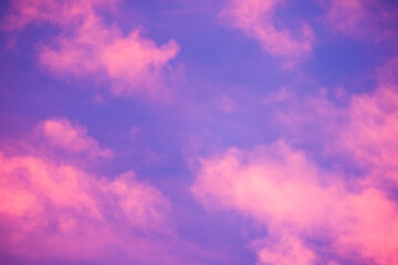 Colorful sky with pink clouds on a sunset, natural background photo