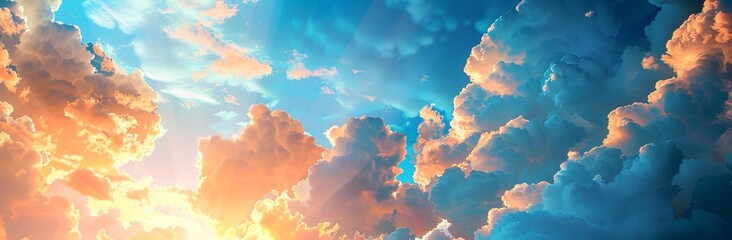 Heavenly clouds basked in sunset hues create an abstract and serene background, an ideal best-seller wallpaper