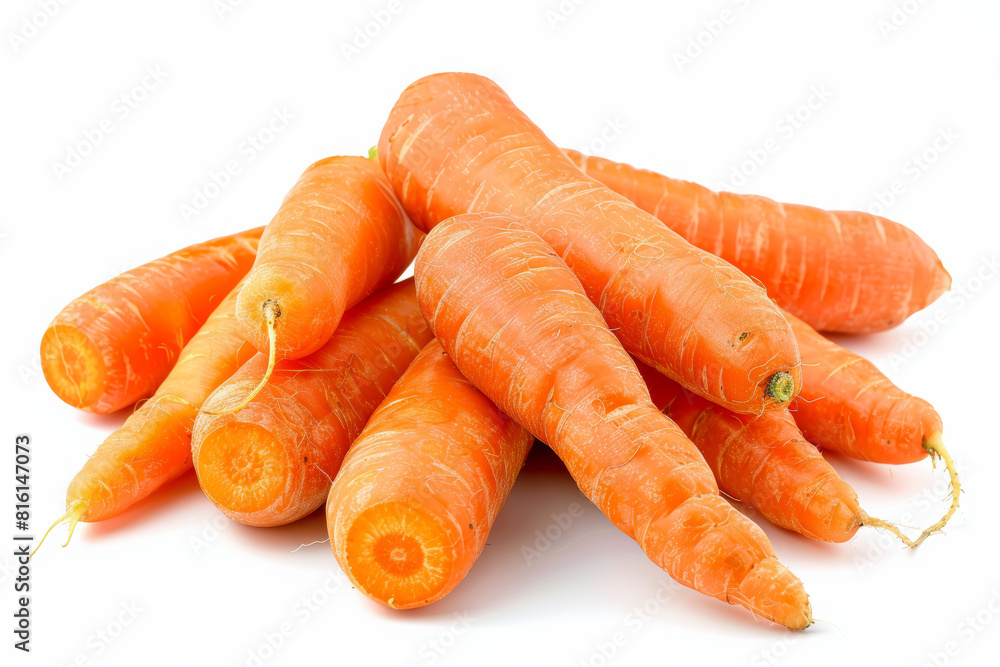 Canvas Prints A pile of vibrant orange carrots isolated without any background interference, showcasing their earthy sweetness and crunchy texture. Concept of root vegetables and garden produce. Generative Ai.