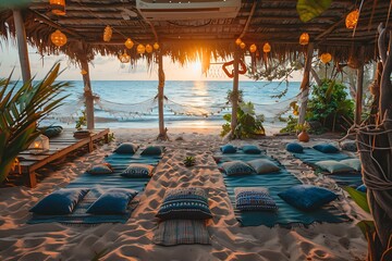Private beach yoga retreat with a holistic wellness coach