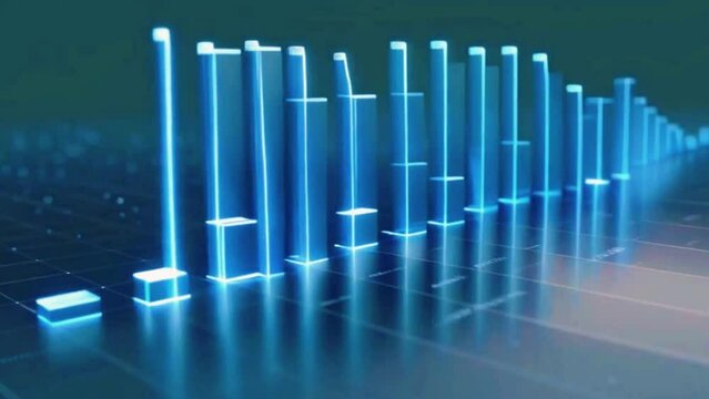 a bar chart representing the market capitalization of different companies in a stock index, bar scaled according company's size, 4K stock market graph Background High-Quality Animation Video