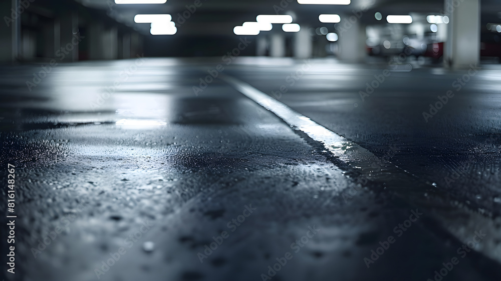 Aufkleber empty concrete road for parking lot to display with futuristic style : generative ai